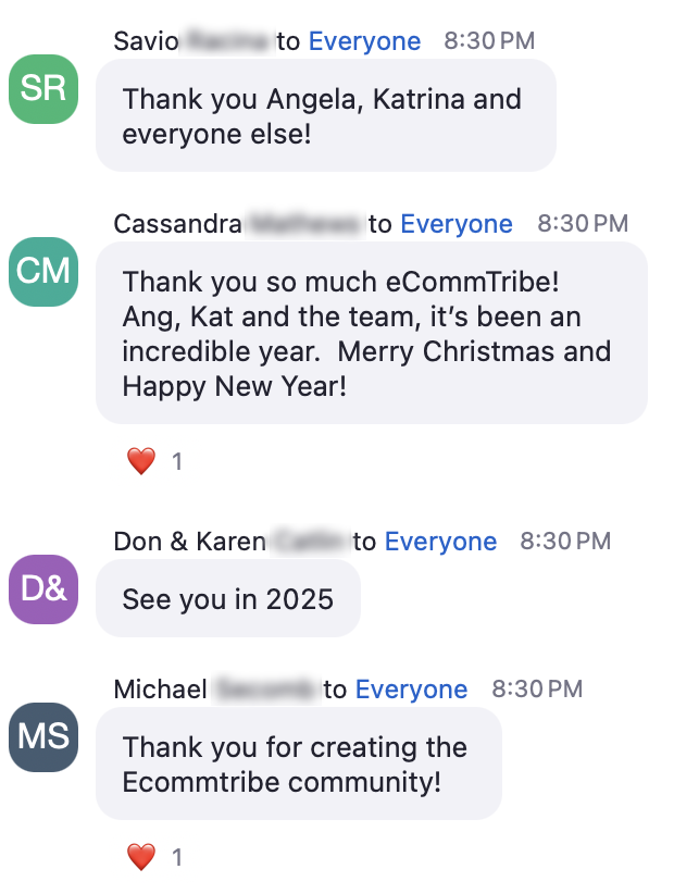 Members closing out the year thanking the community