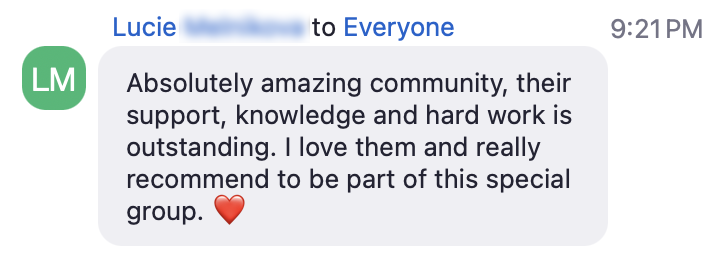 Lucie: amazing community, their support and knowledge is outstanding